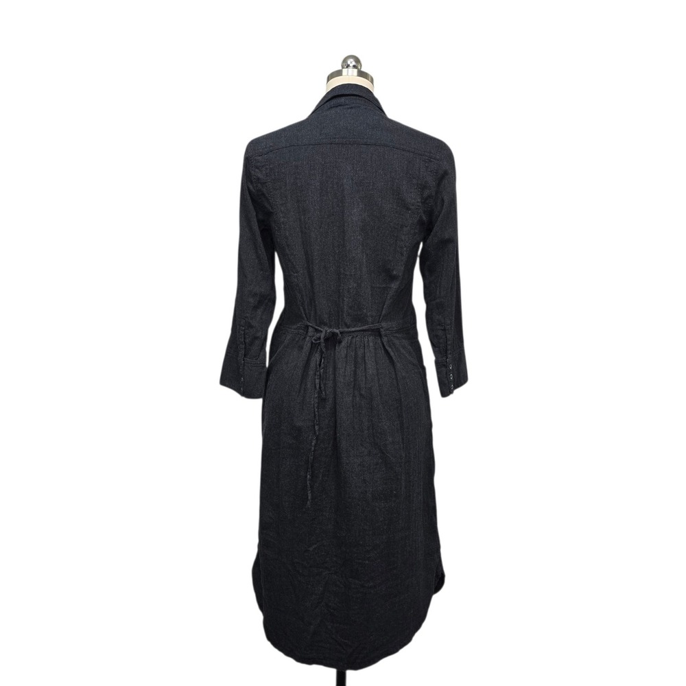 Poetry Gray Herringbone Cotton Wool Shirt Dress Midi Pockets US 6 UK 10 VC77 - Picture 2 of 7